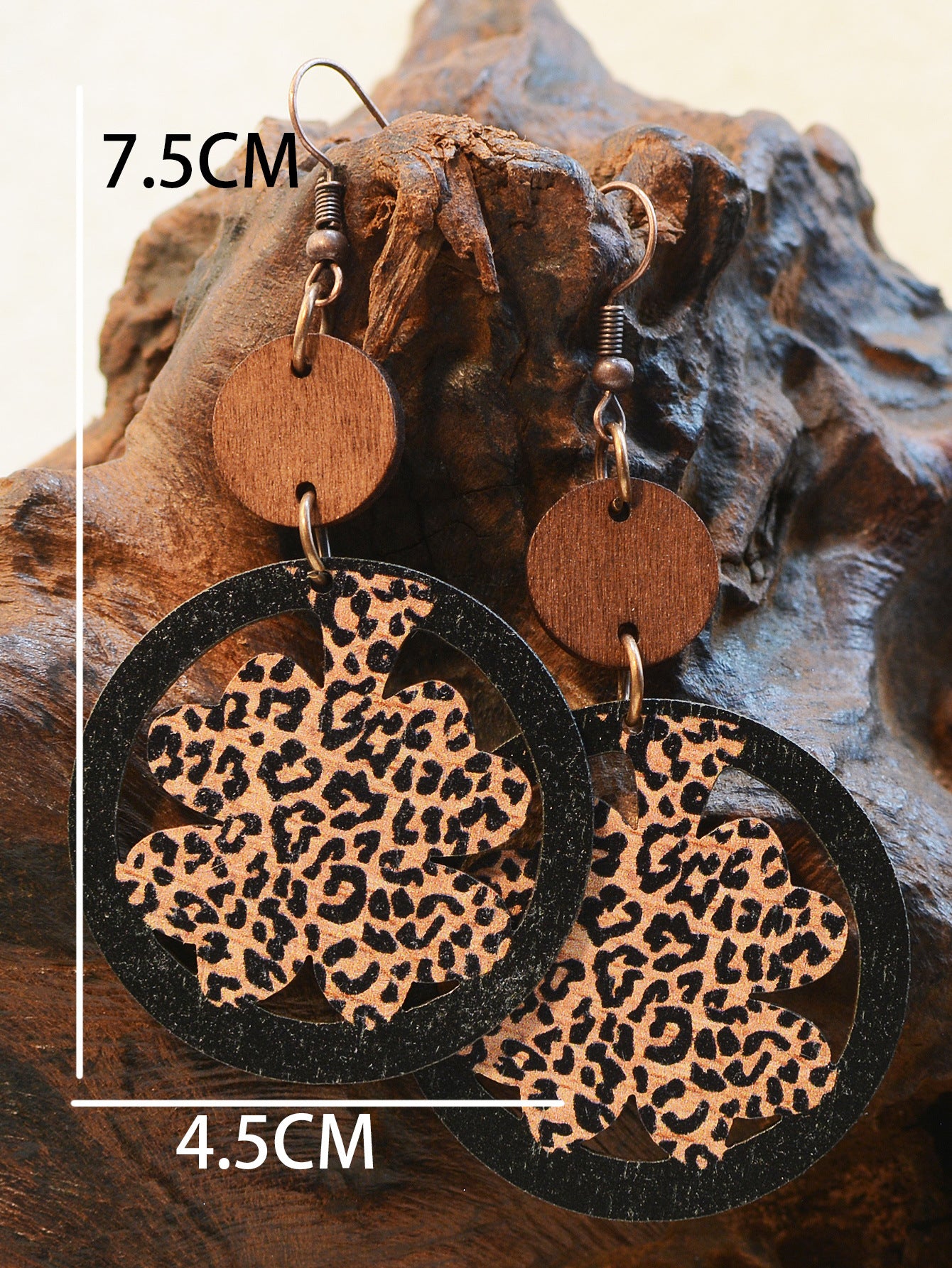 Wholesale St. Patrick Leopard Print Four Leaf Clover Earrings